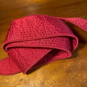 Vintage Red Textured Fabric Belt 56" Long Accessory Womens Waist Or Dress Sash